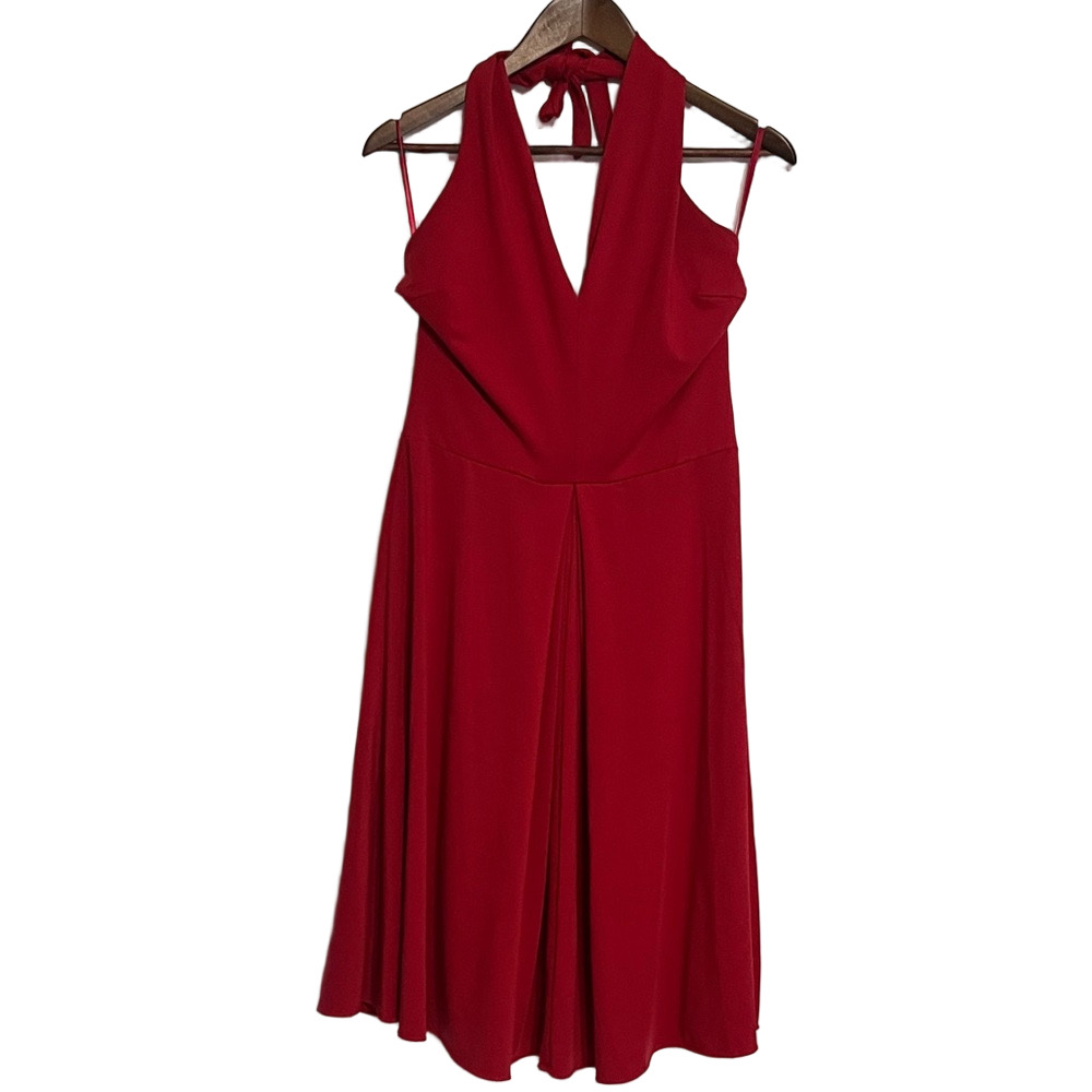 Newport News Shape FX Red Halter Dress Size M – Flowy A-Line Cocktail Vacation